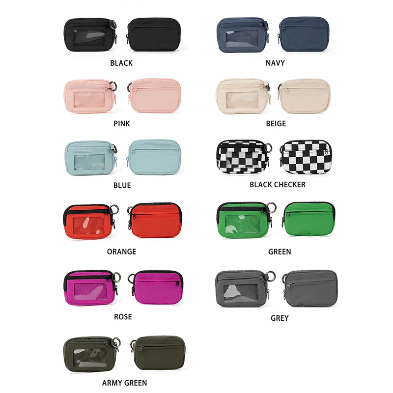 RFID Wallet Daily Accessories Waterproof Small Keychain Pouch Kids Mini Unisex Nylon Coin Purses ID Name Card Holder Window