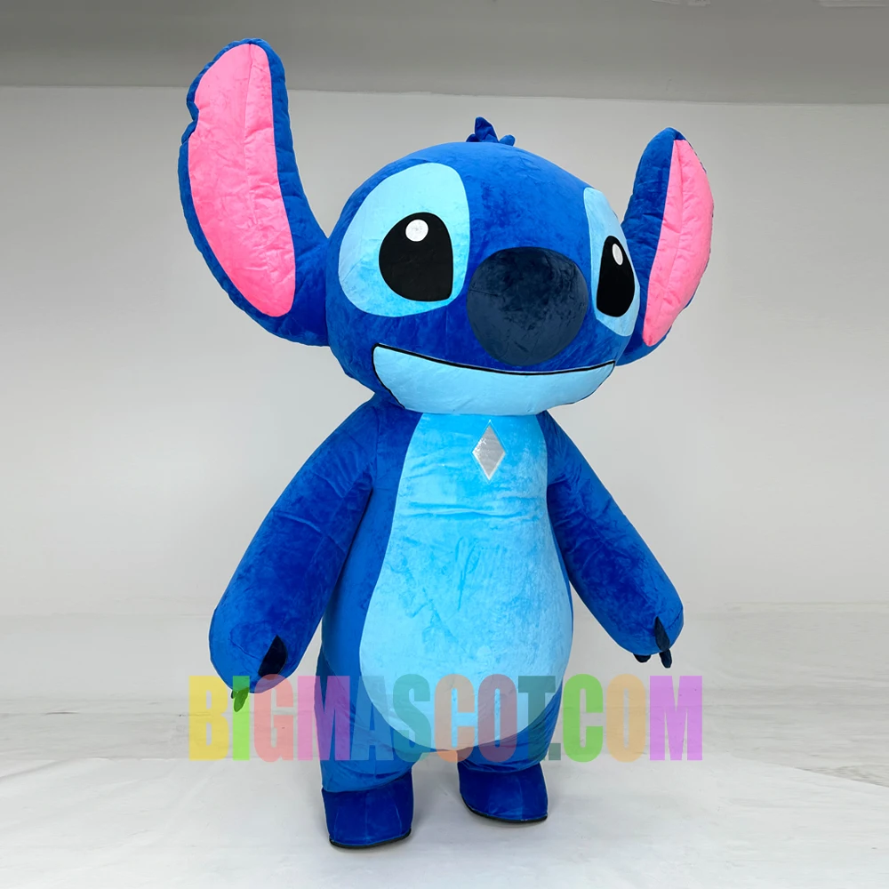 2025 MOQ 1 PCS Popular cartoon character inflatable Stitch mascot costume for adult blue pink stitch mascot costume for sale