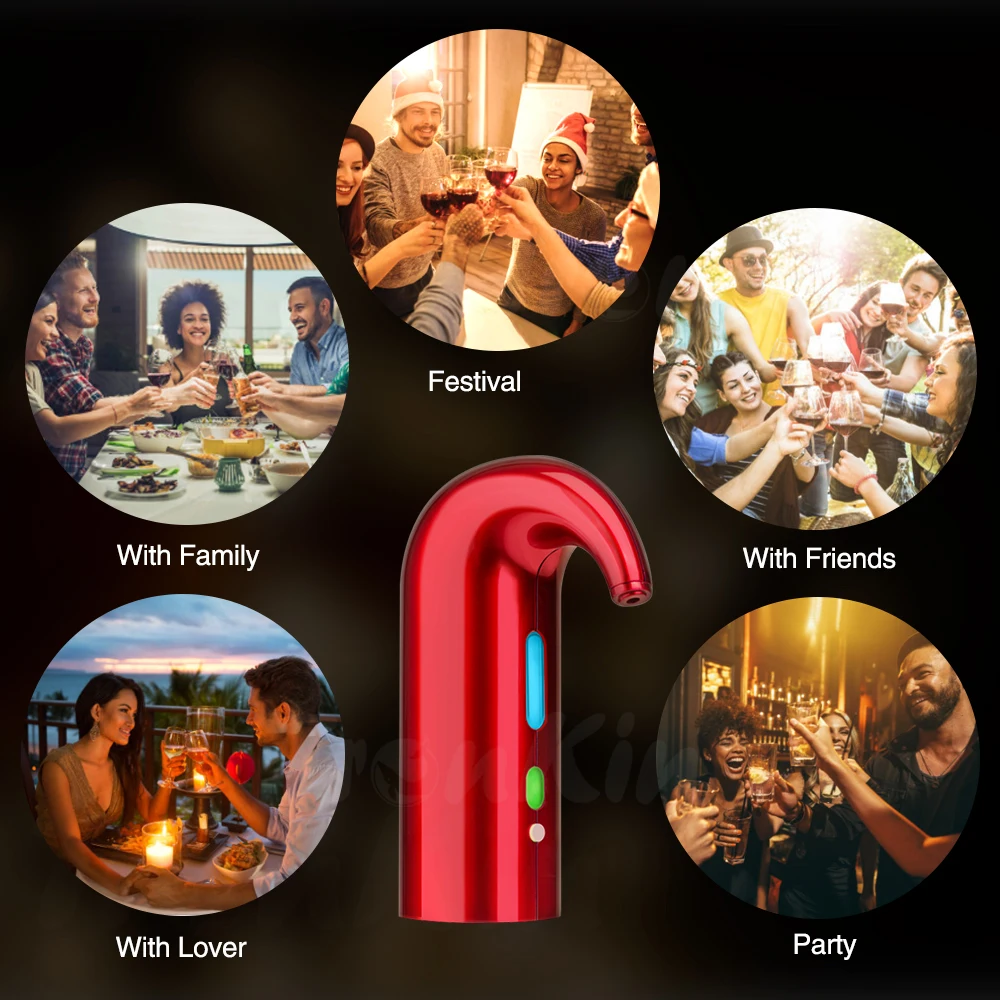 2021 Smart Electronic Aerating Wine Bottle Cooler Wine Decanter Aerator Pourer Dispenser Set Electric Wine Aerator for Sale