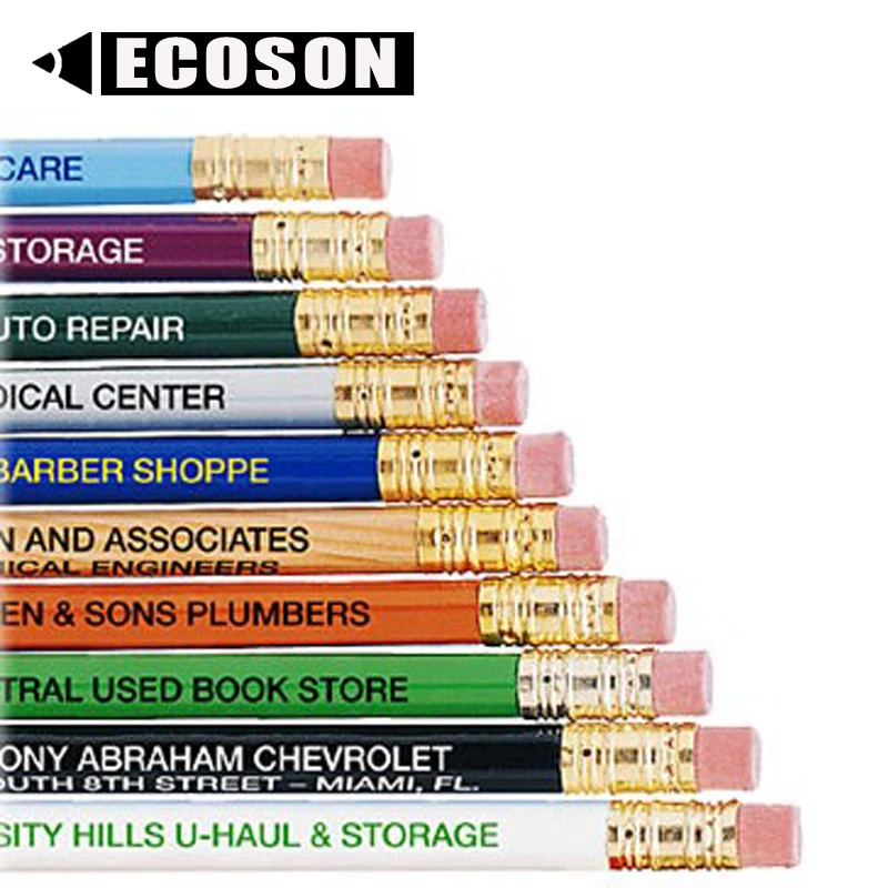 Cheap Wholesale Pencils Set Hexagon Blue HB Lead Plain Gold Black White Silver Stamped Transfer Foil Logo Printed Custom Pencils