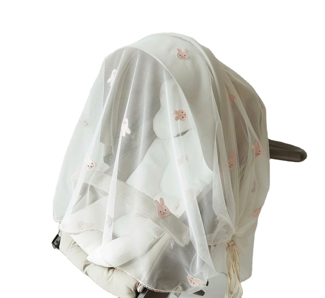 Stroller full cover mosquito net Baby stroller embroidered mesh mosquito net Breathable lace yarn cover anti-mosquito cover