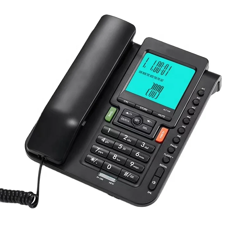 Classic PABX Compatible Landline Telephone With Big LCD Display and Desktop Wired Caller ID Phone With Hands-free Call