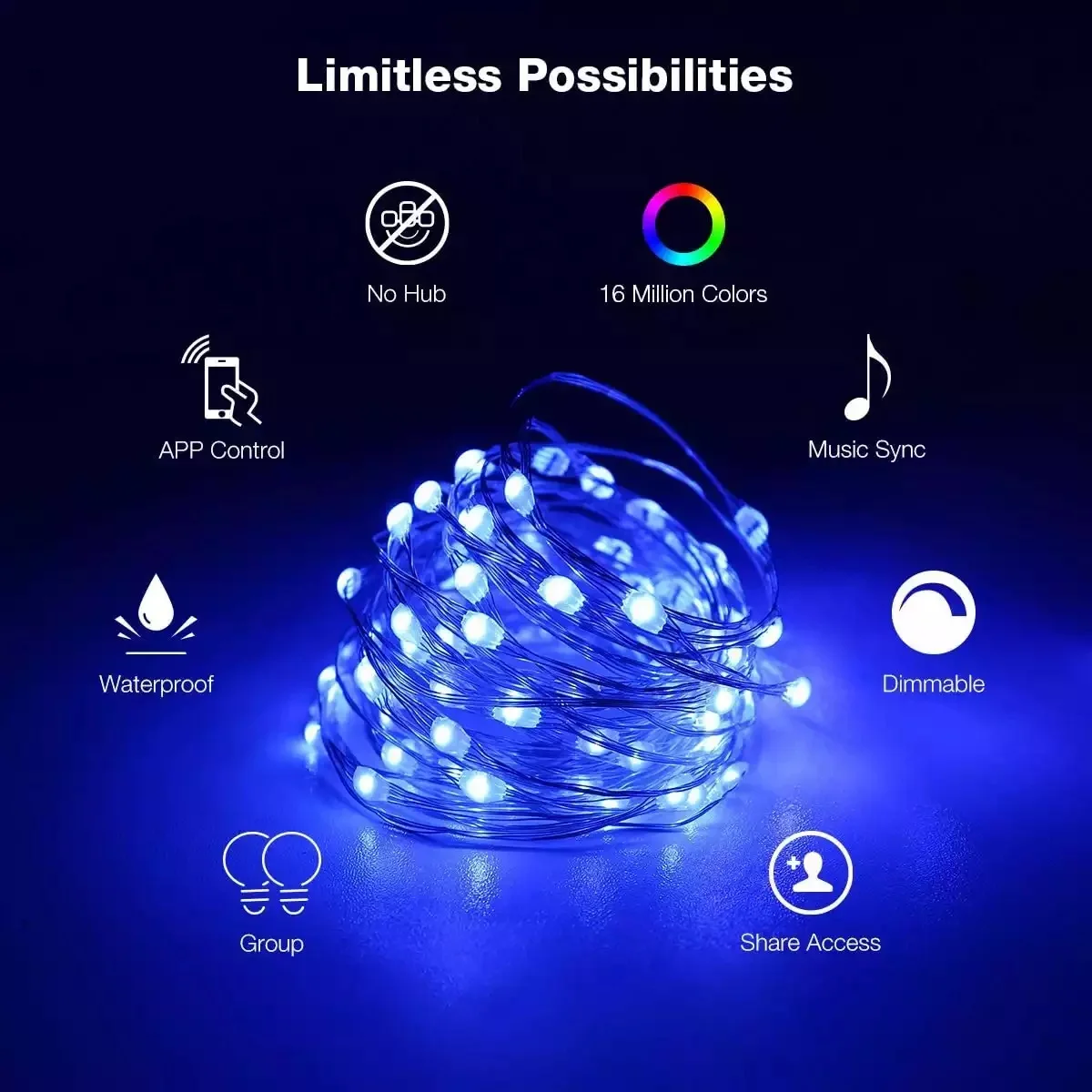 USB LED String Light Bluetooth App Control String Lights Lamp Waterproof Outdoor Fairy Lights for Christmas Tree Decoration