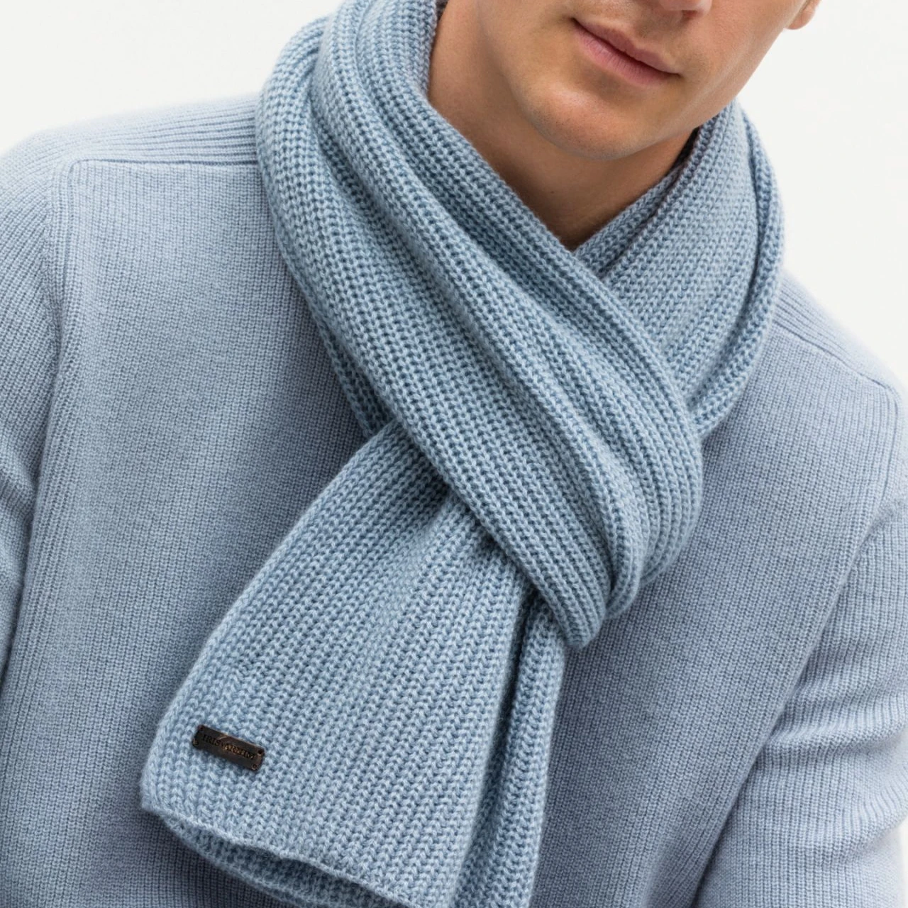 Custom support rib knit autumn pure cashmere men scarf
