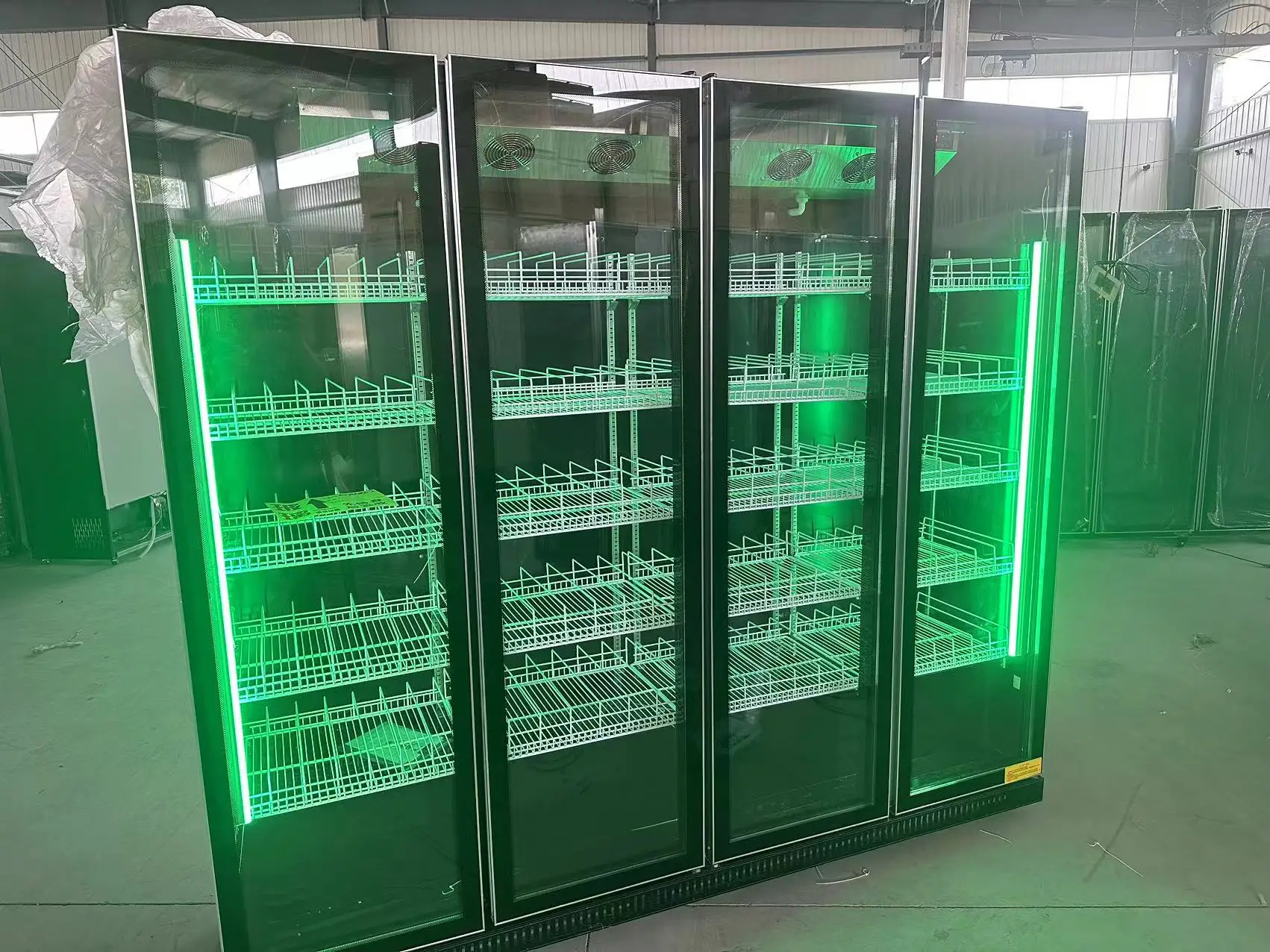 drink chiller refrigerator aluminum frame glass door fridge supermarket store beverage drink showcase display cooler freezer