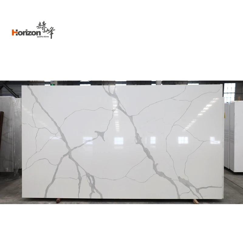 Horizon artificial stone white marble look countertops for kitchens quartz stone