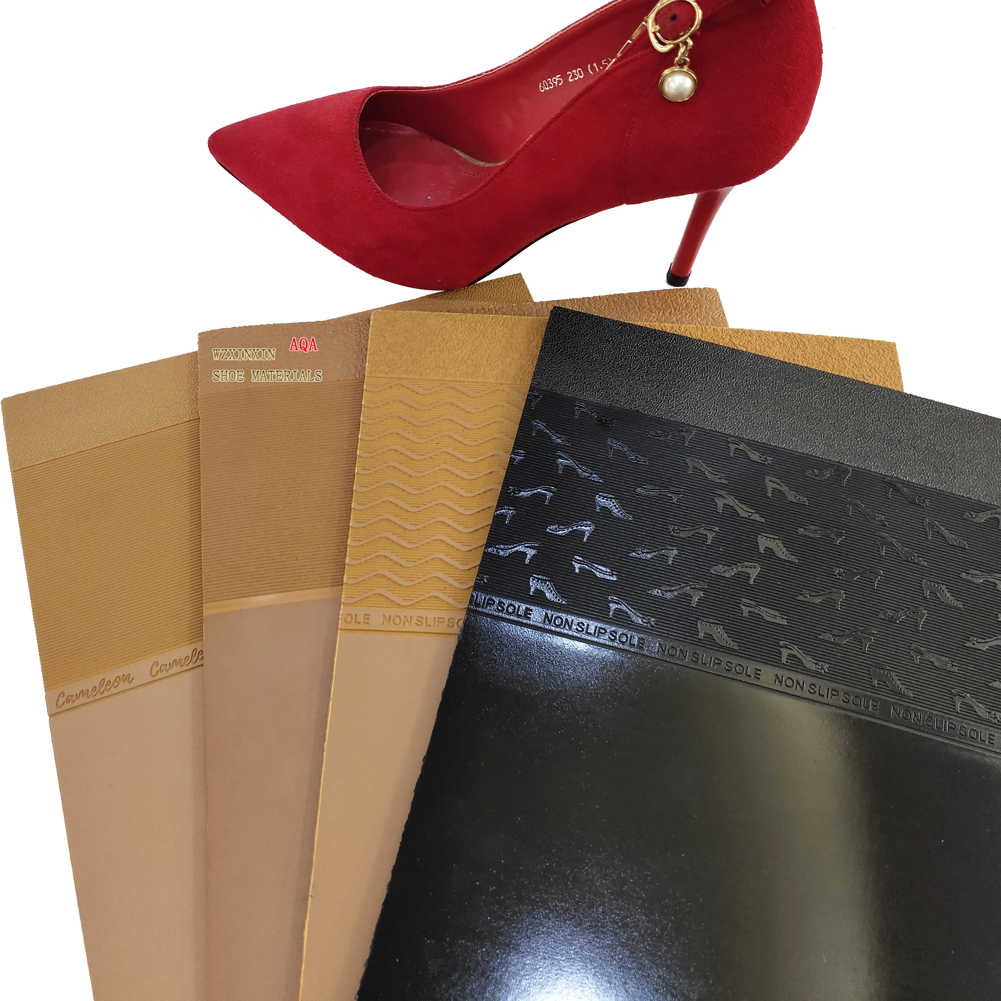 New arrive footwear material  nonslip design durable high abrasion rubber outsole sheet for women high heel shoe sole