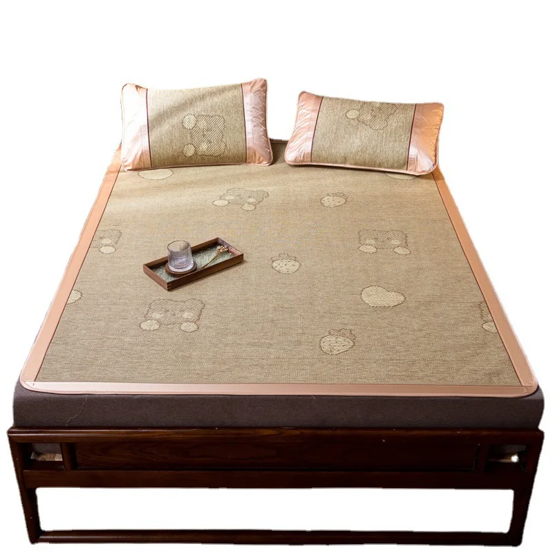 Summer new three-piece rattan mat foldable summer double ice silk mat dormitory cool bamboo mat