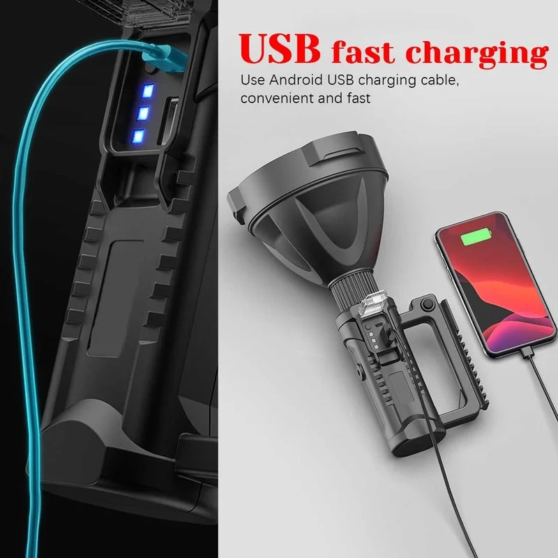 High Power LED Flashlights Powerful Flashlight 4 Mode XHP90 XHP50 Rechargeable Spotlight Led Spotlights Searchlight Lantern