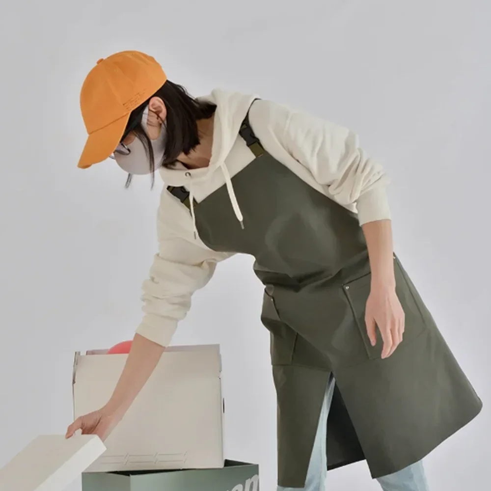 New Fashion Canvas Kitchen Aprons for Woman Men Chef Work Apron for Grill Restaurant Bar Shop Cafes Beauty Nails Studios Uniform
