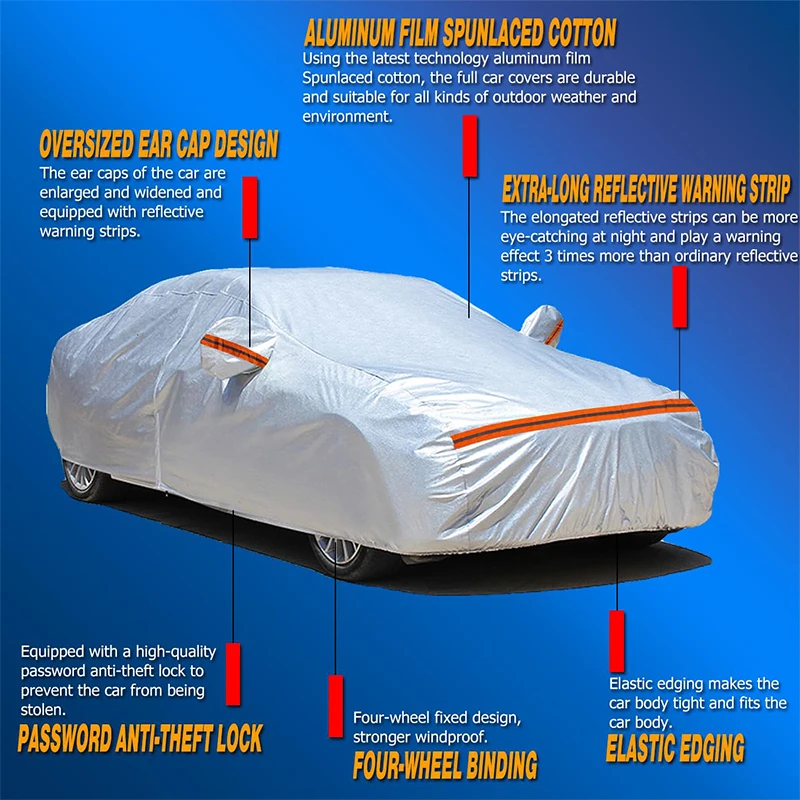 Car Cover for Pickup/Truck - Waterproof, Insulated, Anti-UV, Snow-Proof, Hail-Resistant, Anti-Wind, All-Weather Car Cover