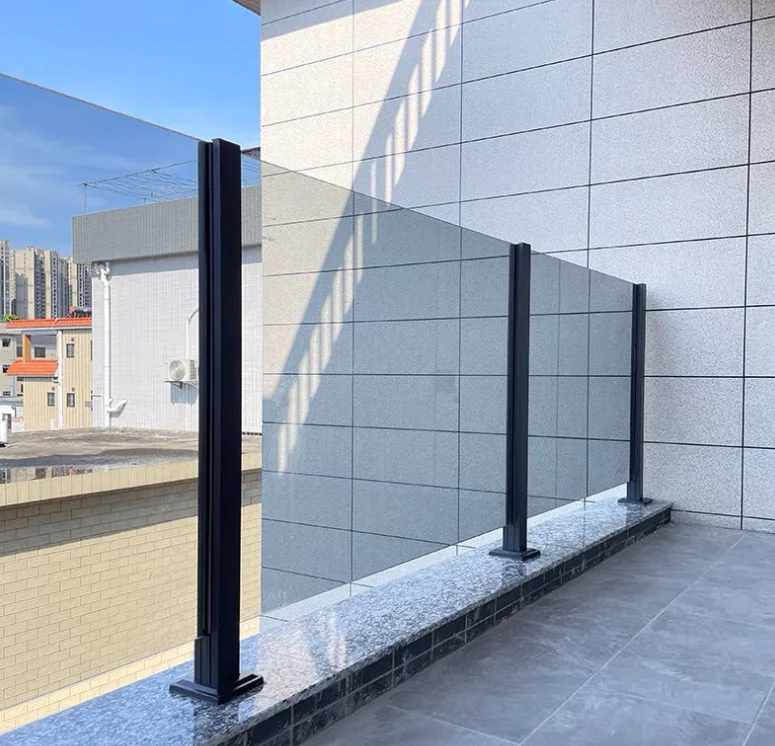 Black Grey Brown Glass Handrails Railing Aluminium Balustrade Square Post