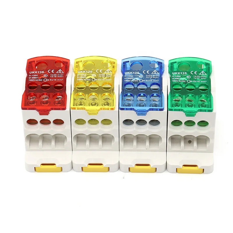One In Multiple Out Rail Distribution Box Block Wire Connector Electrical UKK 80A Power Junction Terminal Block