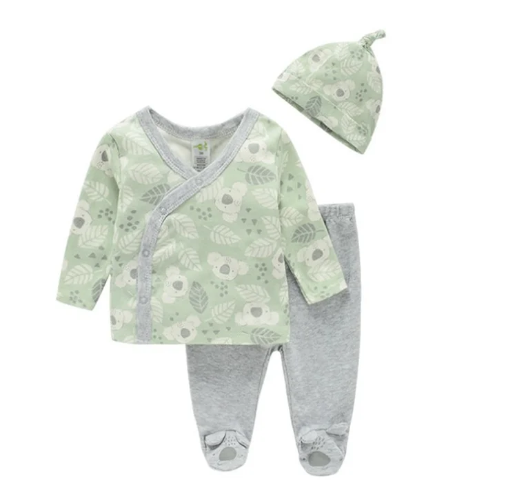 Newborn Infant Baby Boy Girl Clothes Long Sleeve Letter Romper Bodysuit Tops Cartoon Pants Hat Clothes Outfits Set