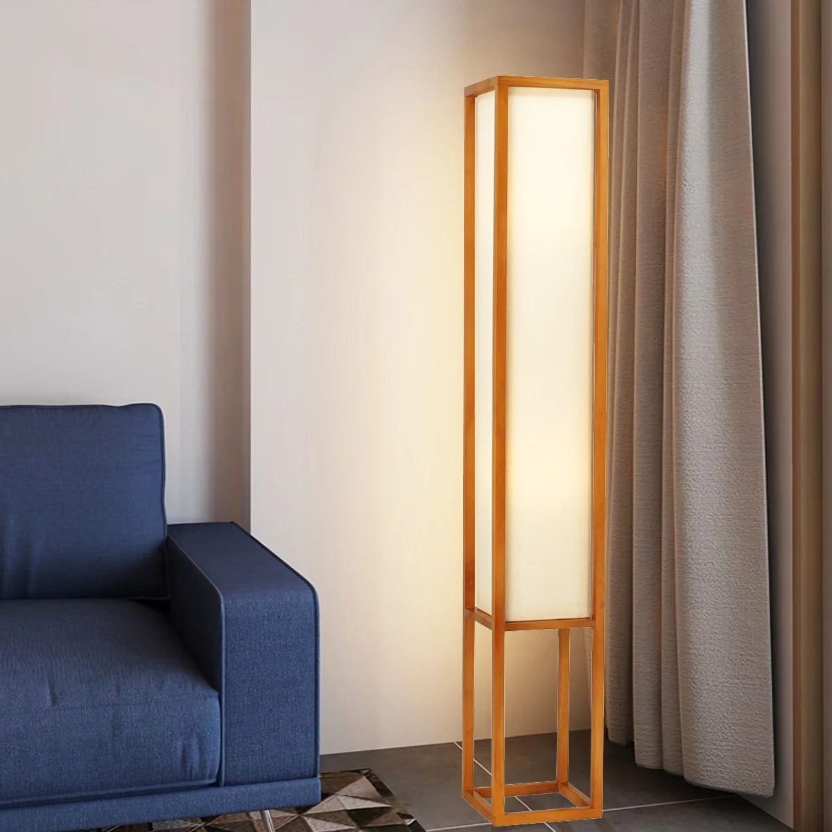 Wholesale Chinese Style Wood LED Floor Light Living Room Bedroom Sofa Side Corner Nordic Minimalist Solid Wooden Floor Lamp