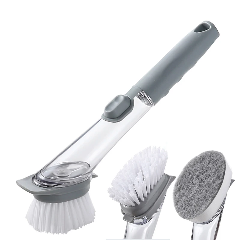 Quality kitchen dish cleaning brushes automatically add liquid soap pan pot dish clean brush