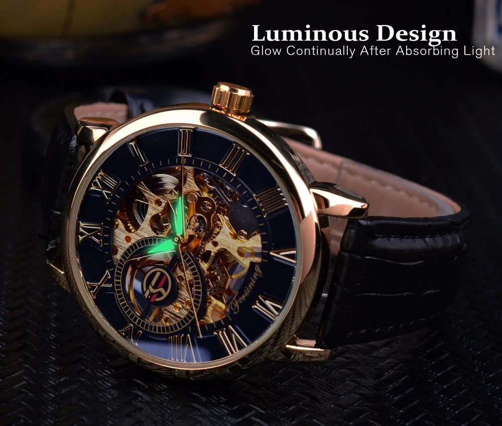 Forsining gold Skeleton Mechanical automatic movemet luxury oem men watch