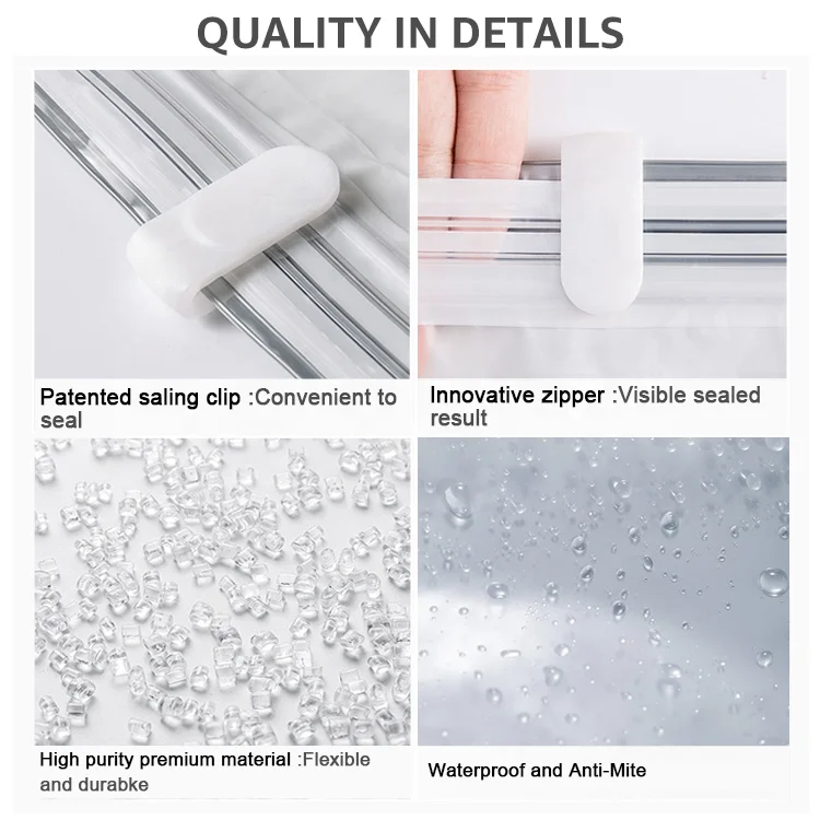 TAILI Premium Space Saver Vacuum Compressed Plastic Clothing Storage Bags With Pump For Travel & Home Organization