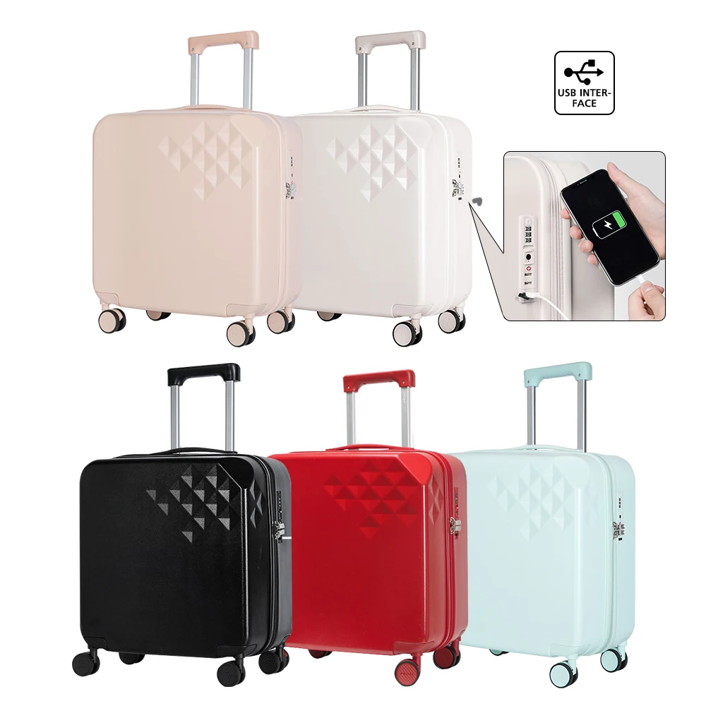 Mixi wholesale ultra-fashionable travel suitcase carry-on luggage with usb elegant PC trolley bags luggage set suitcases