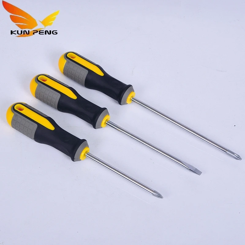 High Quality Three Color Handle Slotted Flat Blade Magnetic Screwdriver Crv Chromium Vanadium Steel Phillips Screwdriver