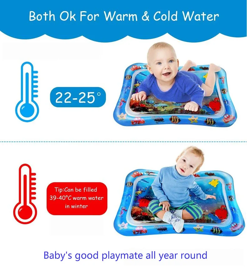 Amazon Hot Sale Newborn Great Tummy Time Inflatable Baby Water Play Mat