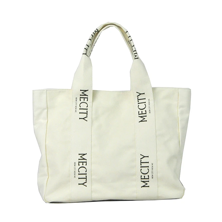 Wholesale Fashionable Heavy Duty Reusable Grocery Shopping Bag Women Large Canvas Beach Tote Bag