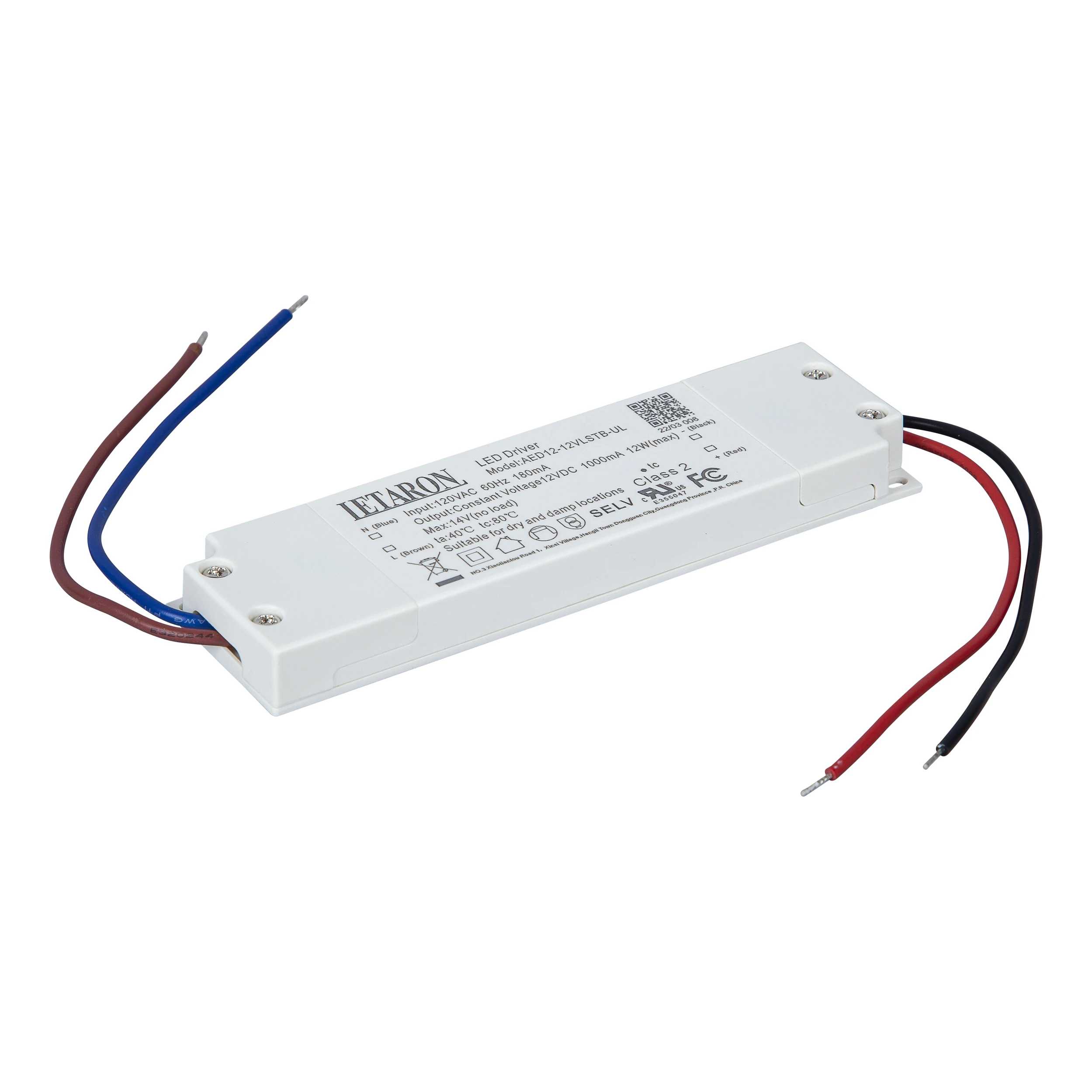 LETARON 12/24VDC 500/1000mA 12W 120VAC 60Hz 145x41x13.5mm   Super-Slim LED Driver