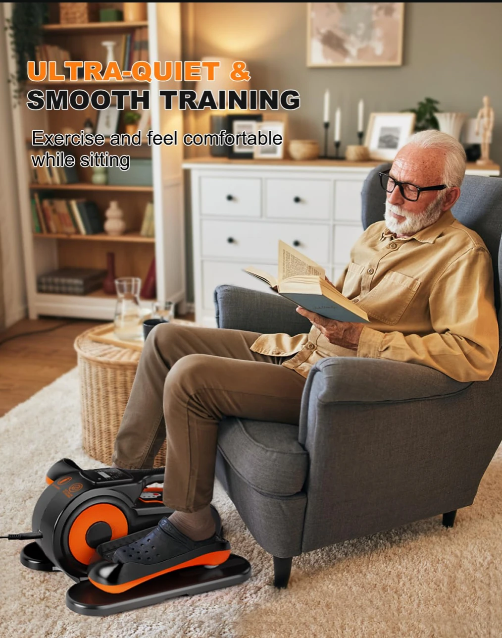 Under Desk Elliptical Machine Seniors Rehab Electric Seated Leg Foot Pedal Exerciser Stair Stepper