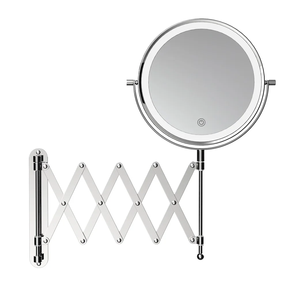 wall mounted makeup mirror round metal magnifying mirror bathroom extendable mirror for makeup,shaving