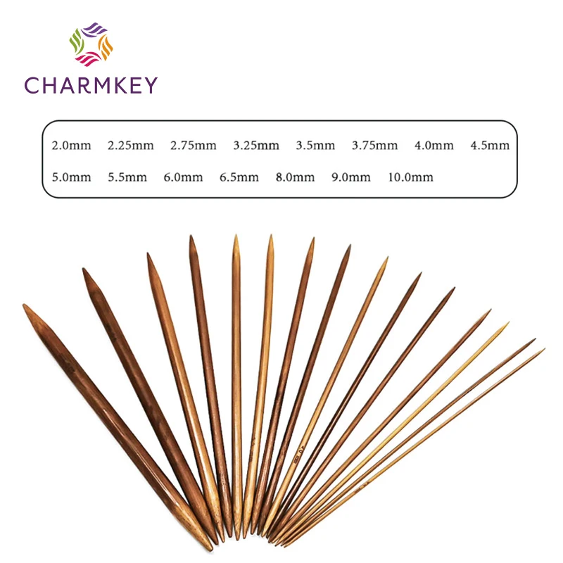 Charmkey High Quality 2.0-10.0mm Double Point Carbonized Bamboo  Knitting Needles for Hand Knitting