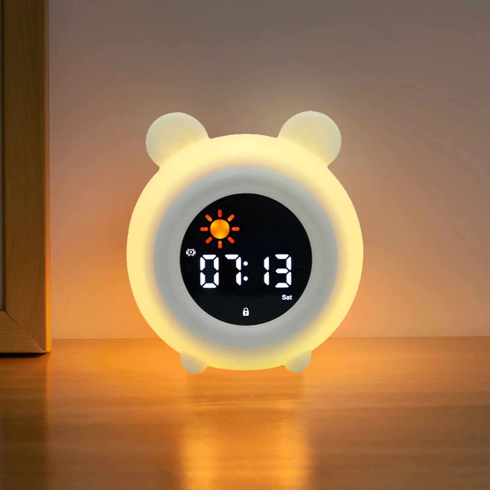 Hot Sales Kids Alarm Clock Ok to Wake Clock with Sun Star Sound Machine Night Lights Sleep Training Clock for Toddlers Children