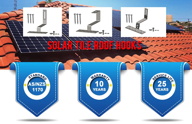 Stainless Steel Solar Roof Mounting System Components Pantile Solar Panel Roof Hooks