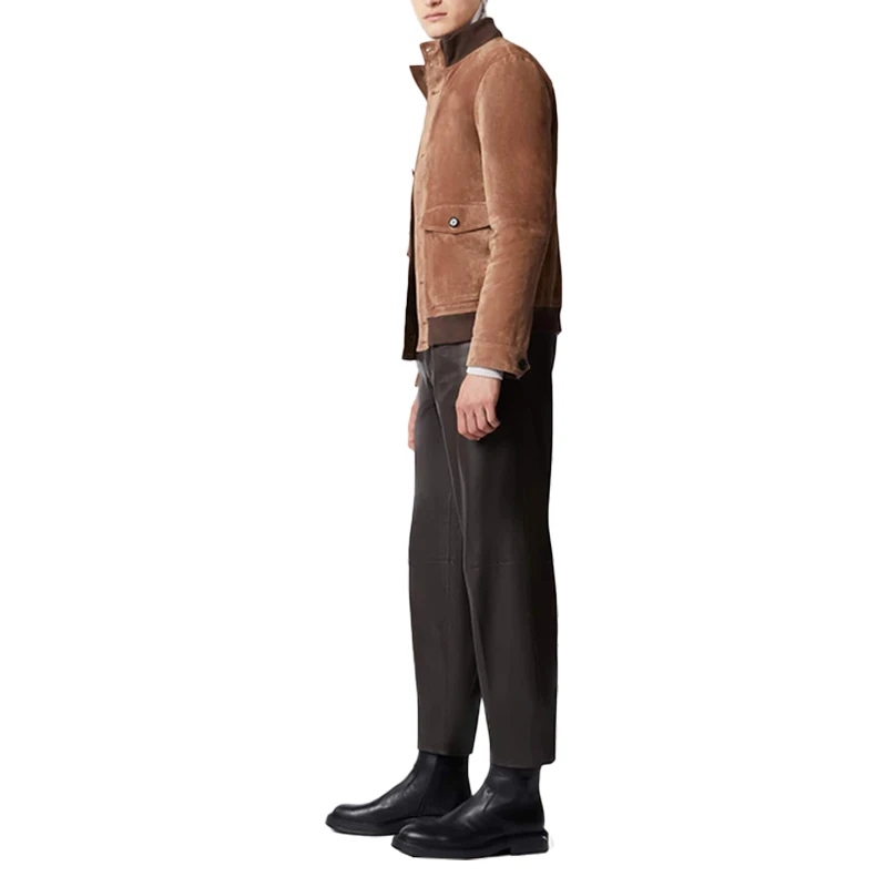 Customize Luxury Fashion Plus Size Button Stand Collar Winter Warm Slim Fit Faux Suede Jacket For Men