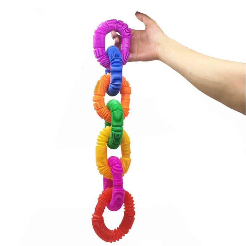 
Plastic Funny Educational Stress relief Fidget Pop Tubes Sensory Colorful Stretch Decompression Pipe Toys 