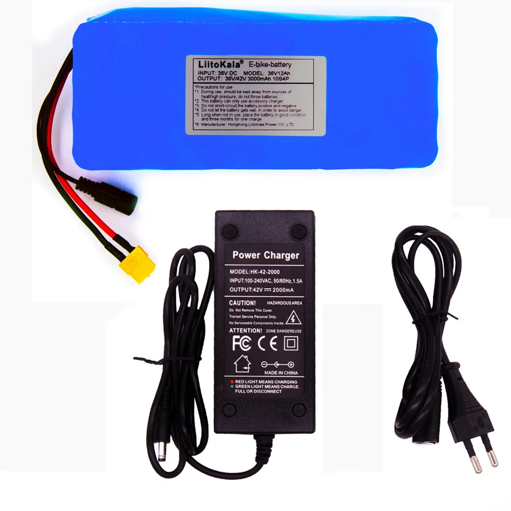 
LiitoKala 36V 12AH Electric Bike Battery Built in 20A BMS Lithium Battery Pack 36 Volt with 2A Charge Ebike Battery XT60 