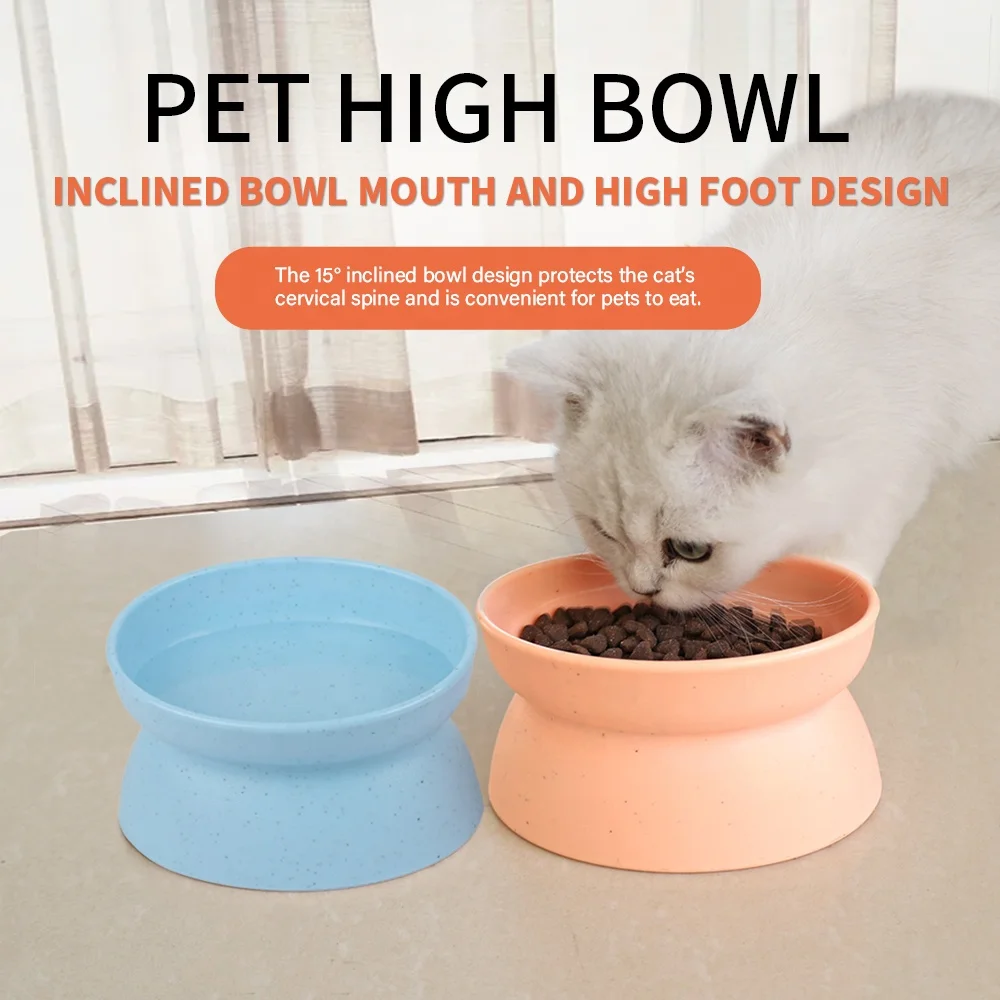 Factory Wholesale Color Box Packaging 15 Degree Tilted Pet Drinking Bowl Raised Cat Food Bowl