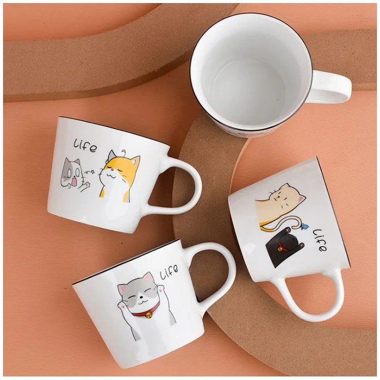 Factory customized Ceramic Coffee Mugs Porcelain Cat Mugs New Bone China Mugs with Stock
