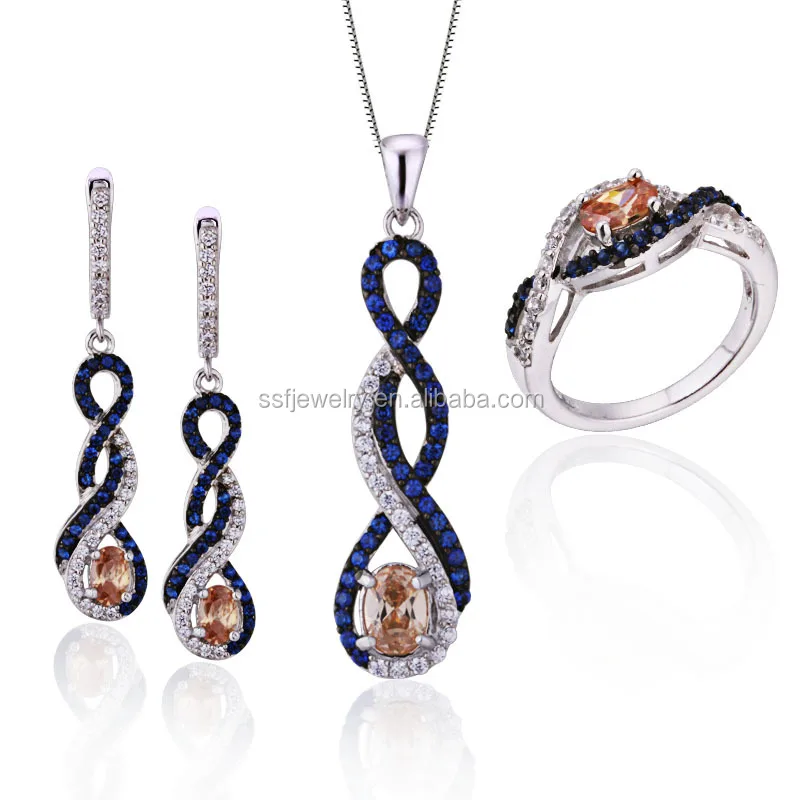 Wholesale Rose Zirconia Stone Purple Gold Plated 925 Sterling Silver Amethyst Crystal Women Jewelry Set