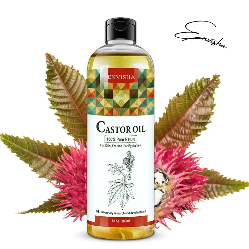 Pure Cold Press private label 300ml organic black castor oil for hair skin body massage Castor Essential Oil