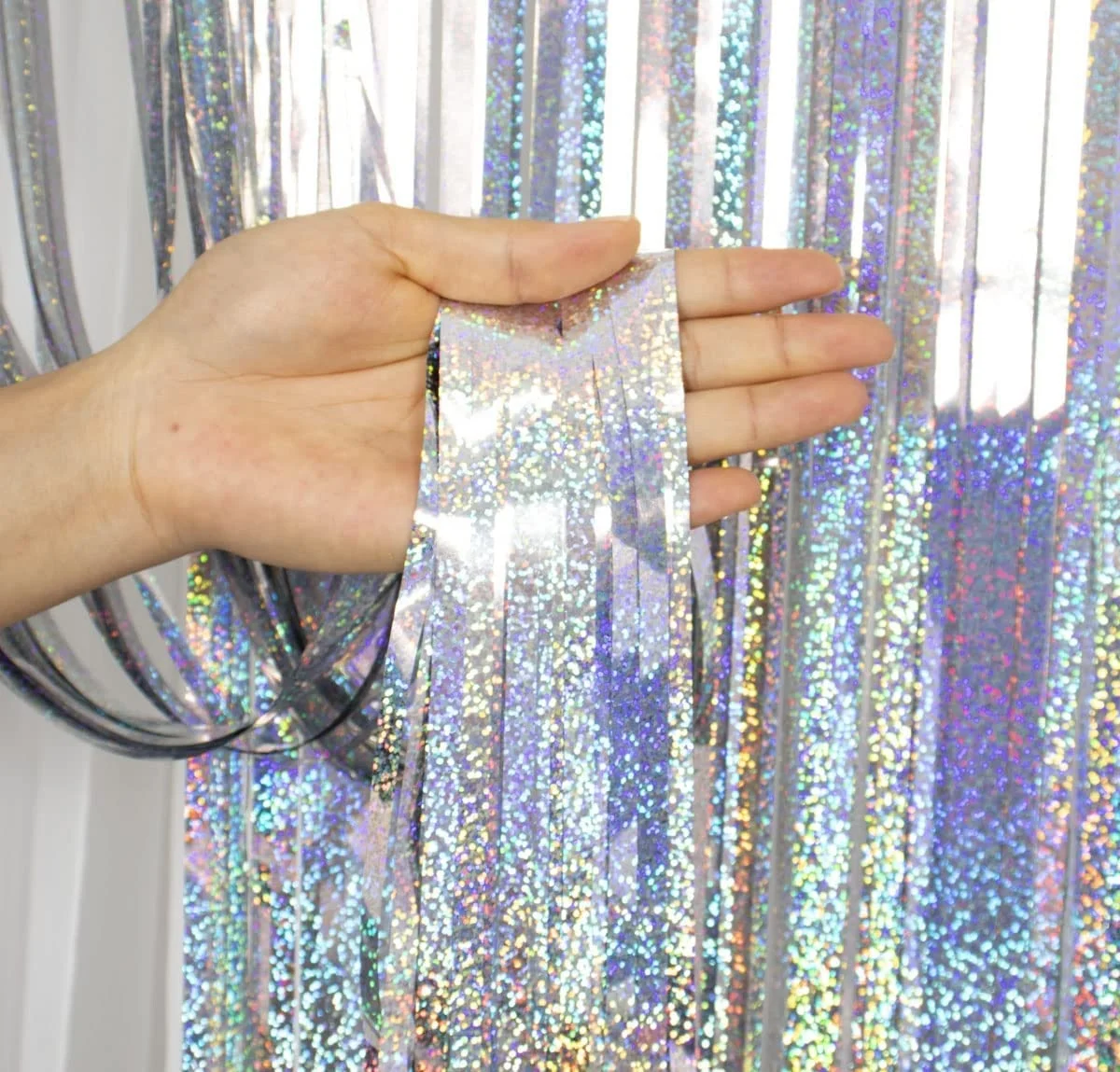2Packs 3.3FTx6.6FT Foil Fringe Curtains Party Decorations Hot Pink Sparkle Metallic Foil Curtains for Party Photo Backdrop