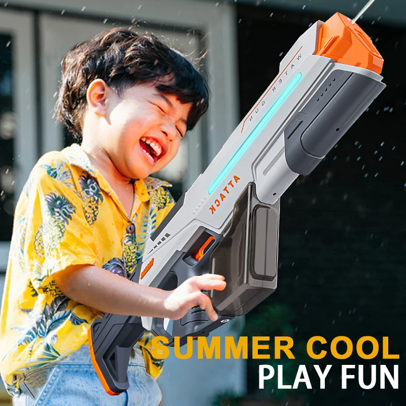 Wholesale Electric Continuous Water Gun High Pressure Automatic Water Absorption Loading Auto Shooting Water Gun With Flashlight