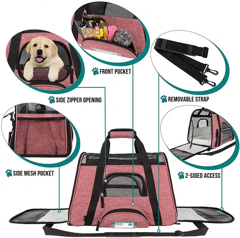 Premium Airline Approved Soft-Sided Pet Travel Carrier | Ventilated, Comfortable Design with Safety Features | Ideal for Small