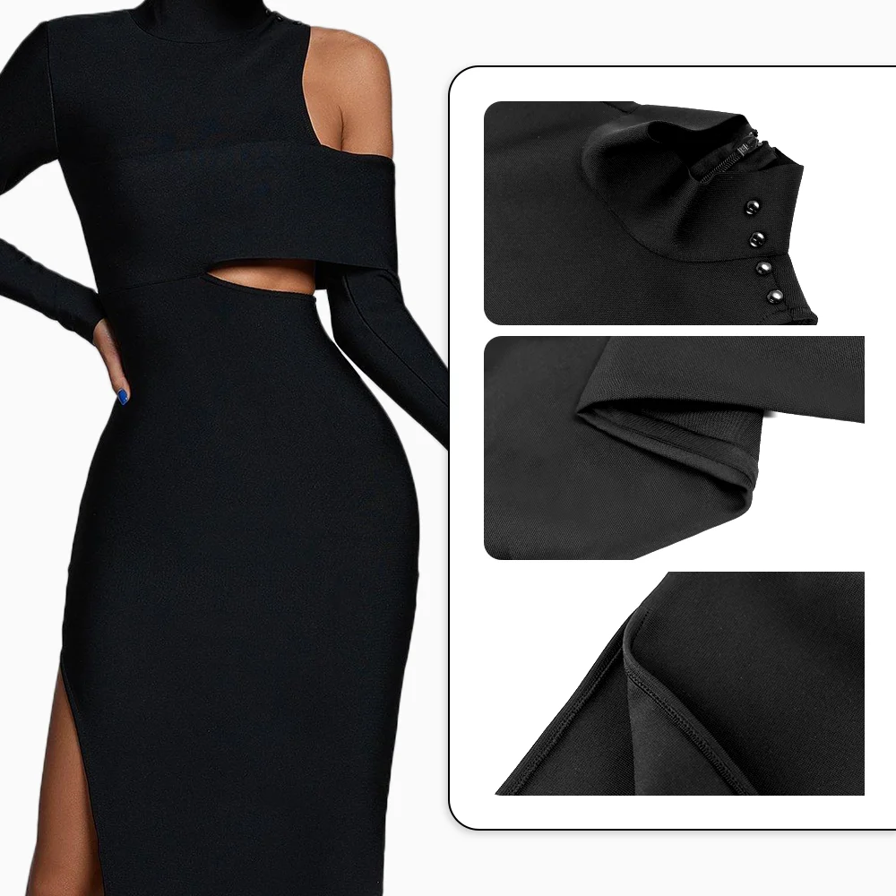 BEISHI Wholesale Women Bodycon Midi Cocktail Bandage Hollow Cut Out Dress Long Sleeve Cut Out-Bandage-Dress