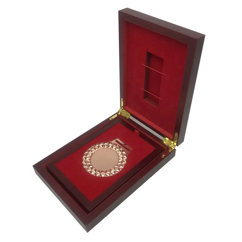 High class championship sport wooden medal box with velvet insert