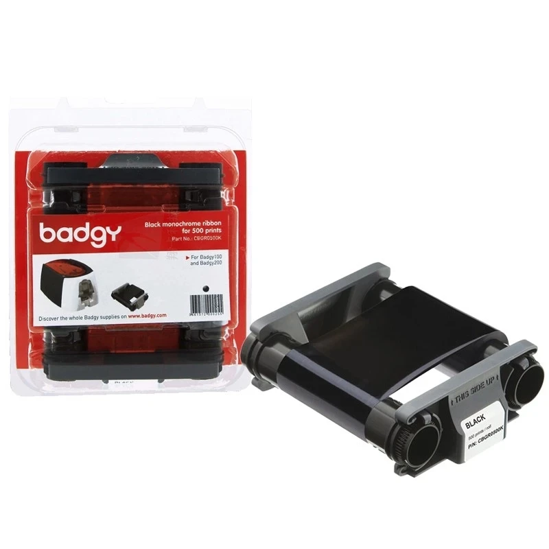Original CBGR0500K Black Ribbon Cassette 500 Prints For Evolis Badgy100 Badgy200 ID Card Printers