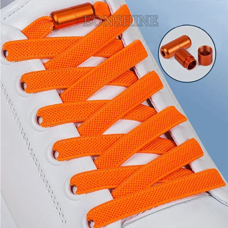 No Tie Twist Lock System Shoe Laces Color Metal Capsule Buttons Shoelaces with Lock 8mm