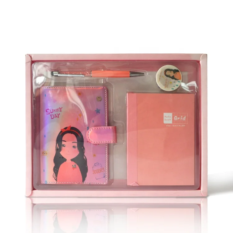  Школьные и офисные принадлежности 2021 kawaii kids pink cute note book Custom с ручкой логотипом блокнотом подарочный