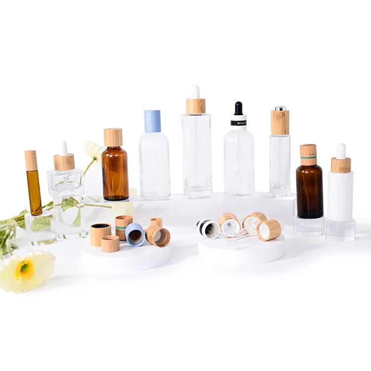 Bamboo Cap Glass Essential Oil Bottle Cap 18 Mm Wooden Cap With Drops Plug For Essential Oil Packaging