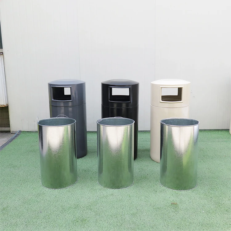Outdoor Indoor Roadside Round Fiberglass Trash Can With Ashtray
