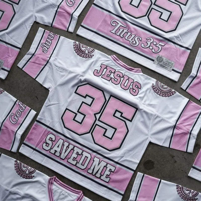 Crewneck pink color custom screen printing logo vintage unisex streetwear manufacturer oversize sport jersey tshirt mesh t shirt